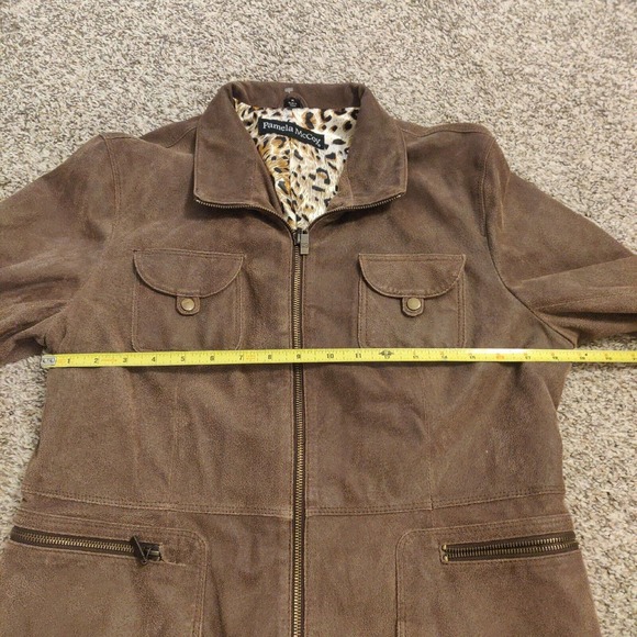 Pamela McCoy Women's Leather Jacket Brown Size M Full Zip Collared. - Picture 5 of 6